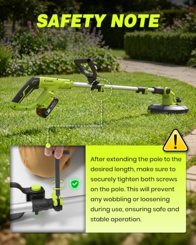Saker Cordless Weed Wacker,3-in-1 Weed Cutter with Auto Line Feed, 12-in Cordless Lawn Mower Grass Trimmer&Edger Lawn&Mower Tool with 2 Batteries for Yard, Garden,Wireless Weed Eater with 2 Lines