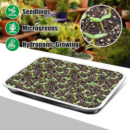 RooTrimmer Stainless Steel Plant Trays, 5 Pack Multi-Purpose Tray for Indoor Outdoor Plants, Seed Starting Tray for Potted Plants(11.6 inch×15.2 inch, 1.45" Height, 5-Pack) - size: Middle-5P