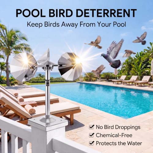 4 Pack Reflective Spinning Bird Deterrents, Wind-Powered Aluminum Alloy