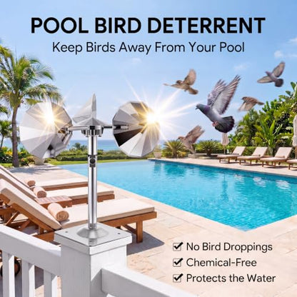 4 Pack Reflective Spinning Bird Deterrents, Wind-Powered Aluminum Alloy