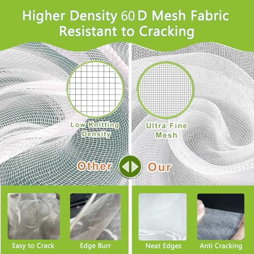 Drawstring Blueberry Netting for Bushes (4 Pack 5.91×5.25Ft) - Easy Install Reusable Garden Netting, Protective Mesh for Fruit Trees & Tomato Plants, Blocks Birds, Squirrels & Insects - size: 5.91×5.25 ft