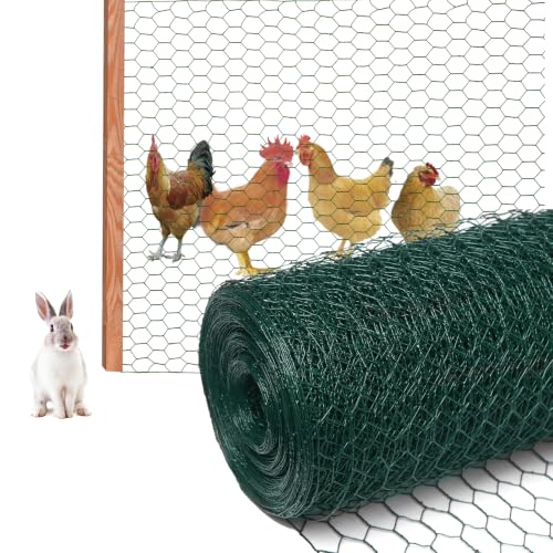 Black 19GA Chicken Wire 13.7inx157in, Chicken Wire Fencing, Chicken Fence, PVC Coated Chicken Wire, PVC Coated Wire Mesh for Animal/Rabbit/Floral/Chicken Coop/DIY Projects. - color: Green, size: 13.7inx157in