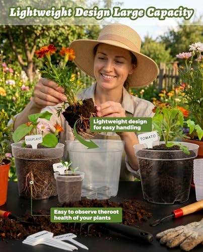 16 Pack 10/8/6/4 Inch Sizes Large Clear Nursery Pots with Drainage - color: 4/6/8/10 Inch-16pcs, size: Medium