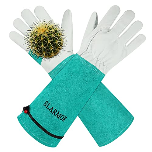 Gardening Gloves for Women Men, Long Thorn Proof Rose Pruning Glove - color: Green, size: X-Small (Pack of 1)