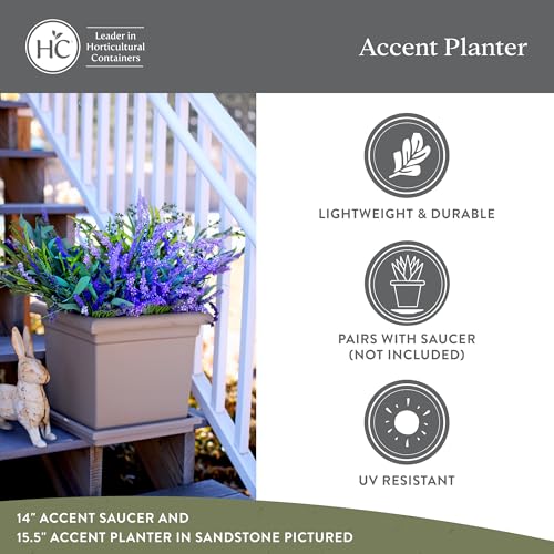 The HC Companies Accent Square Plant Pot, 12.5 Inch, Sandstone, 2-Pack - color: Sandstone, size: 12.5" (Pack of 2)