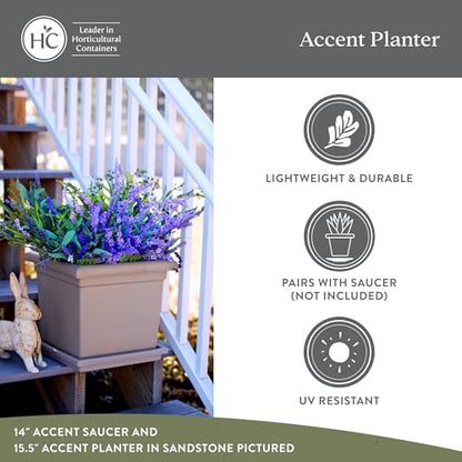 The HC Companies Accent Square Plant Pot, 12.5 Inch, Sandstone, 2-Pack - color: Sandstone, size: 12.5" (Pack of 2)