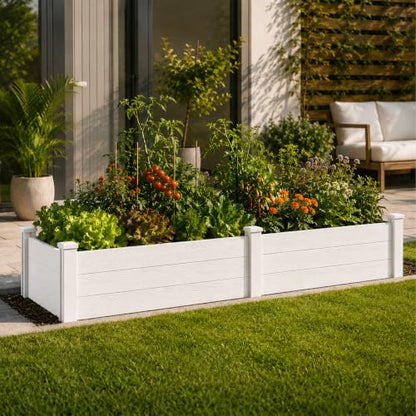 Kozyard 98.9" L x 18.4" W Raised Garden Bed Kit, Outdoor Planter Box - color: White