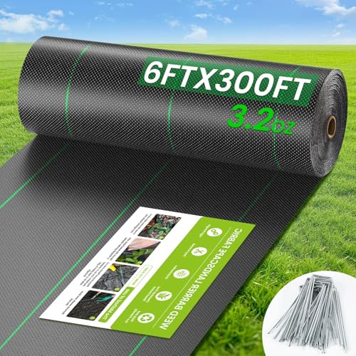 6FT x 300FT Weed Barrier Fabric, 3.2oz Landscape Fabric - size: 6x300FT