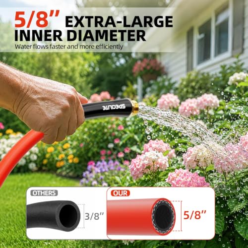 SPECILITE 5-layer 5/8" Hot/Cold Garden Water Hose 50ft, Burst 1200psi - size: 50FT