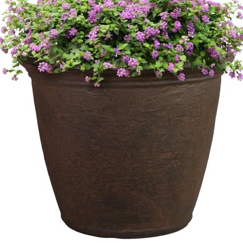 Sunnydaze Anjelica 20'' Large Plastic Planter Pot for Plants, Sable - color: Sable, size: 20 in