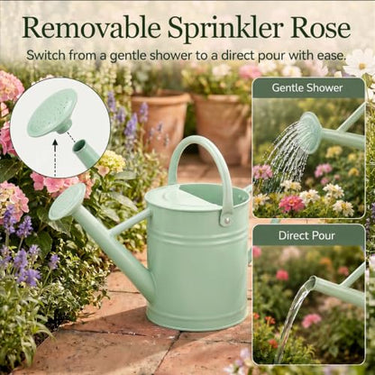 1 Gallon Metal Watering Can for Indoor Outdoor Plants, Pale Mint - color: Pale Mint
