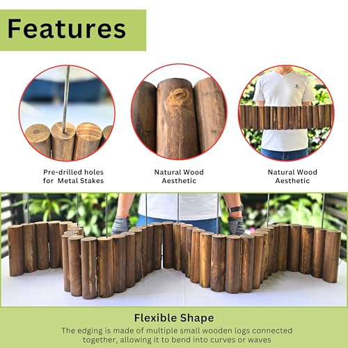 LaLaGreen Wooden Fence Panel (30x8in, 2 Pack) Flower Garden Edging Border - size: 8" x 2 Pack