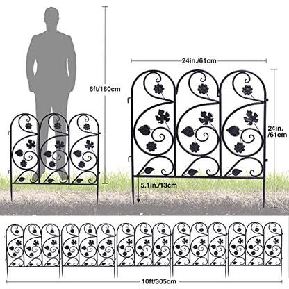 2ft(H) x10ft(L) Decorative Garden Fence Border, 5 Pack Outdoor Rustproof Metal Wire Tall Animal Barrier Fence No Dig for Dogs Rabbit Squirrel, 24inches - size: 24IN(H)x10FT(L) 5Pack