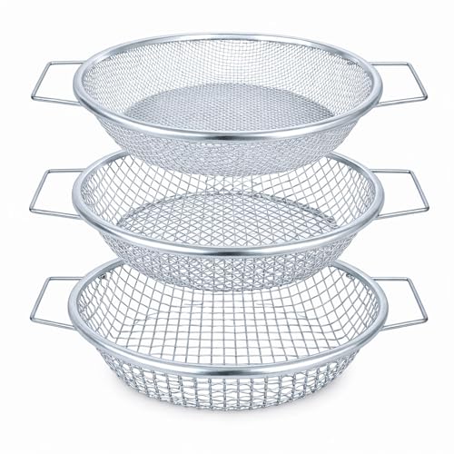 Soil Sifter with Handle, Fits 5-Gallon Buckets — Heavy-Duty Garden Soil Filter Tool (3 PCS 3/8in,1/4in,1/8in)