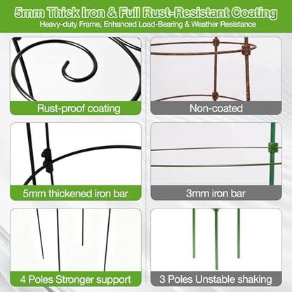 Peony Ring Metal Plant Support Cage 39in Rustproof for Roses