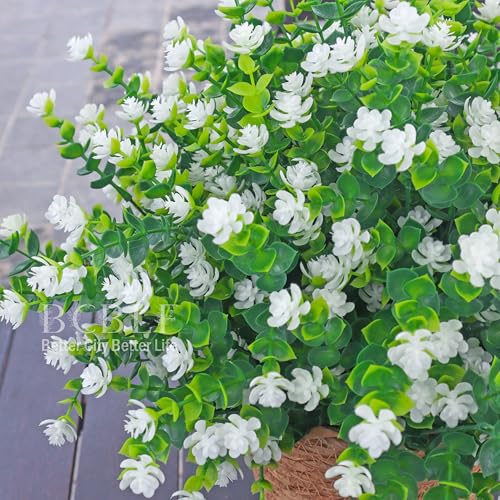 Artificial Flowers for Outdoor Planters, UV Resistant White 12 Bundles - color: Aurora- White