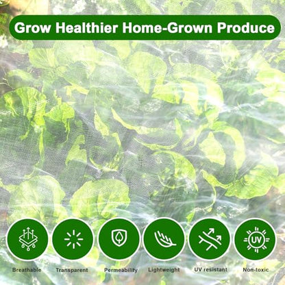 4×25 FT Garden Netting, Ultra Fine Mesh Pest Barrier, Plant Covers Row Cover for Vegetables Fruits Flowers, Greenhouse Raised Bed Screen Protect Plants from Birds Bugs - size: 4×25FT