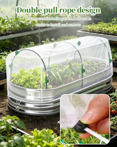 2 Pack Garden Mesh Netting Kit for 4x2 FT Raised Bed, Ultra Fine Garden Plant Cover with 6 Sets 3.9 FT Fiberglass Hoops, 20 Clips & Stainless Steel Connectors for Vegetables Flowers (4x2x2 FT)