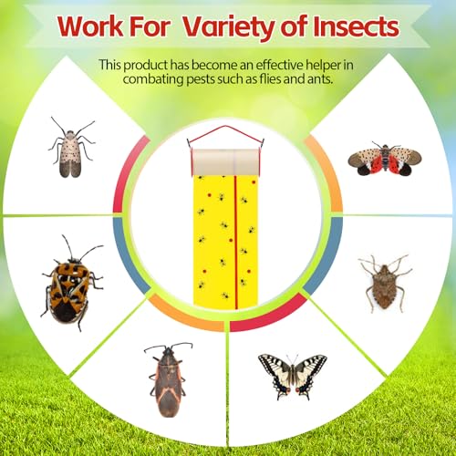 10 Rolls Sticky Fly Trap 30 ft Each, Fluorescent Yellow - color: Fluorescent Yellow