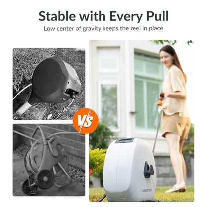 Giraffe Tools Ground-Mounted Retractable Garden Hose Reel, 5/8" x 92FT - color: 5/8 Inch, size: 92 FT