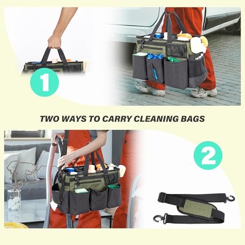 IBVIVIC Wearable Cleaning Caddy Bag for Cleaning Supplies, Green - color: Green