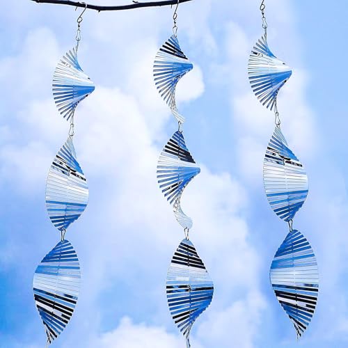 Bird Scare Devices Highly Reflective 3D Bird Reflectors, Shiny Bird Deterrents for Outside Patio, Wind Spinners Outdoor Garden Decoy to Keep Birds, Woodpeckers Away from House, Outdoor - color: 9 Silver Fish Bone