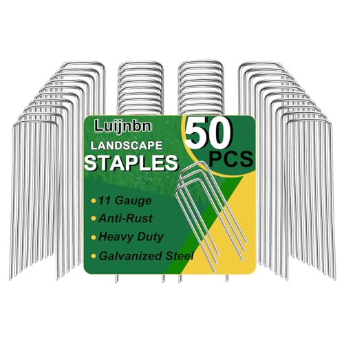 50 Pack Lawn Staples, Premium Garden Landscape Staples, Galvanized Heavy-Duty Gauge Stakes, U-Shaped Tent Stakes, Anti-Rust Fence Netting Pins Ground Spikes, Sod Pins - color: 50 Pack