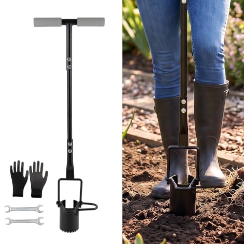 Kendo Sod Plugger Tool&Bulb Planter w/Long Handle,Tulip Plant Hole Digger