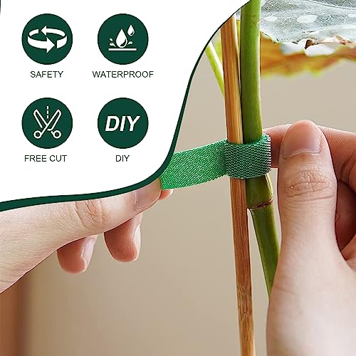 4 Rolls Plant Ties Garden Ties Green Tape, Garden Hook and Loop Green Tapes, Reusable Adjustable Plant Twist Tie for Plant Gardening, Tomato Ties Plant Support (40 Meters)