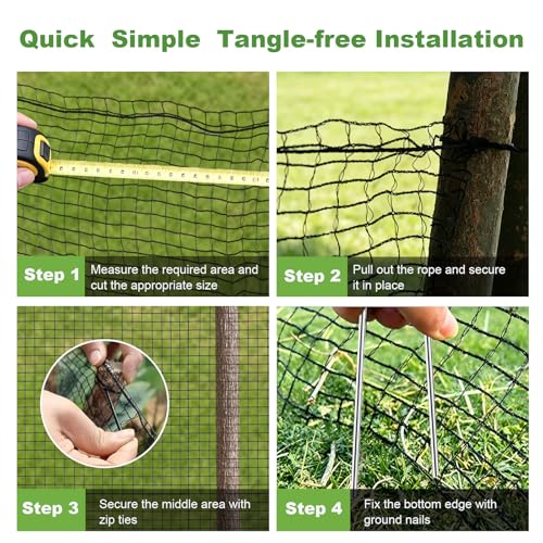 4x75FT Deer Fence Netting for Garden, 55GSM Plastic Mesh Temporary Fence - size: 4x75FT