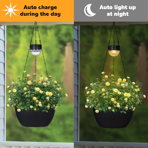 SUNNYPARK 2 Pack Solar Hanging Planters for Plants Outdoor - color: Black