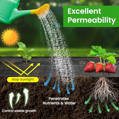 Weed Barrier Fabric, 4x300ft Landscape Fabric, 3.2oz Heavy Duty Durable Woven Geotextile Fabric, High Permeability Ground Cover Mat, Driveway Fabric, Garden Weed Control Cloth with 20 U-Securing Pegs
