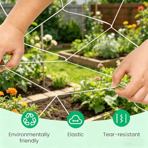 Garden Trellis Netting Roll 4x500ft 6inch Soft Mesh Nylon Heavy Duty Reinforced Garden Plant Support Trellis Net for Climbing Plants, Grape Racks, Growing Support Bean, Pea, Tomatoes,Vegetable - size: 4x500ft