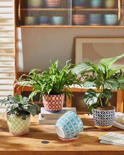 Metahom 5.8 Inch Ceramic Plant Pots, Colorful Flower Pots Set of 4 - size: 5.8 inch