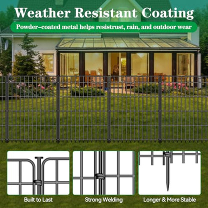 20 Panels No Dig Decorative Garden Fence, 33in(H) x 44.6ft(L) Animal Barrier Fence, Rustproof Metal Temporary Dog Fence, Dog Digging Defense Fencing Barrier for Outdoor, Yard, Patio - size: 20 Panels 33in(H) x 44.6ft(L)
