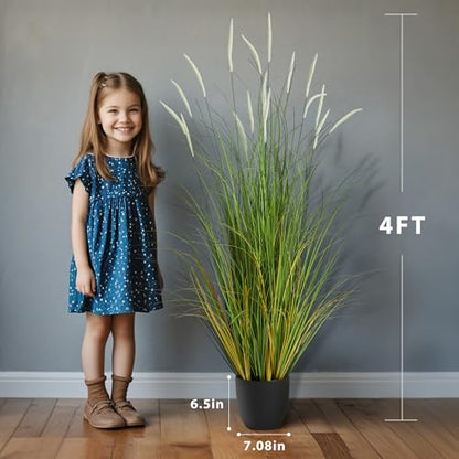KOL 4ft 2-Pack Artificial Cattail Reed Grass, 47.2’’ Fake Onion Grass Plant - size: 4FT