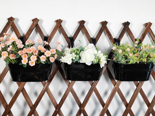 10" Metal Hanging Planter for Railing with Detachable Hooks, Black, 2 Pcs - color: Black