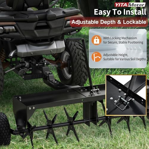 YITAMOTOR 48" Tow Behind Lawn Aerator, 32 Steel Tines Rolling Lawn Aerator