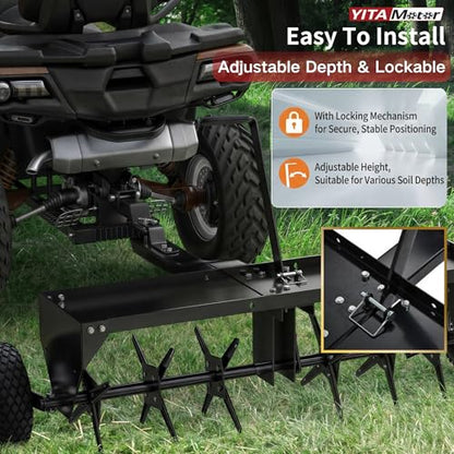 YITAMOTOR 48" Tow Behind Lawn Aerator, 32 Steel Tines Rolling Lawn Aerator