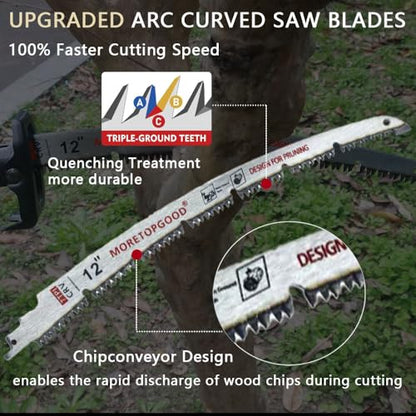 12 Inch Arc Edge Reciprocating Saw Blade with U-Groove Chip Removal Design, 7TPI Japanese Teeth with Arc-Curved Saw Blades for Wood Pruning, Tree Trimming & Wood Cutting, 3‑Pack - size: 12 Inch
