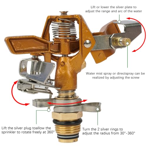 LIULO TOOL Impact Sprinkler on Tripod Base, Tripod Sprinklers with Head, 360 Degree Large Area Irrigation with Extension Legs Flip Locks, Heavy Duty 3/4" Connector for Lawn Yard Garden - size: 1 Pack