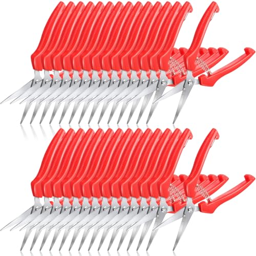 Lasnten 30 Pcs Pruning Shears 7.2" Bud Trimming Scissors, Red - color: Red