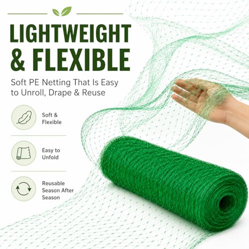 Garden Netting, 13 x 20 FT Bird Netting for Garden Plant Protection, Reusable Fine Mesh for Fruit Trees, Vegetable Plants, Blueberry Bushes, Raised Beds, Chicken Coop (13x20ft) - size: 13.0X20FT