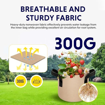 iPower 5-Pack 2 Gallon Plant Grow Bags Thickened Nonwoven Aeration Fabric Pots Heavy Duty Durable Container, Strap Handles for Garden, Tan New - color: 5-pack Tan, size: 2 Gallon