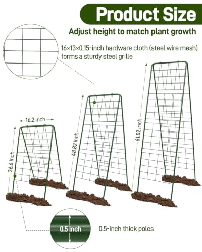 60"x16.2" Heavy Duty Steel A-Frame Garden Trellis for Climbing Plants – Rust-Proof Metal Trellis with Hardware Cloth, Perfect for Raised Beds,Cucumbers,Tomatoes & Outdoor Vines (Green) - color: Green, size: 1Pc