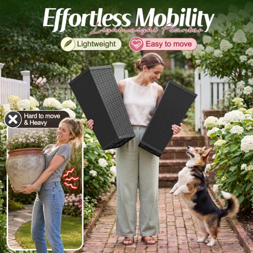 Flamaker 30“ Tall Plastic Planters with Drainage Holes Front Porch Set of 2 - color: Black, size: 30" H