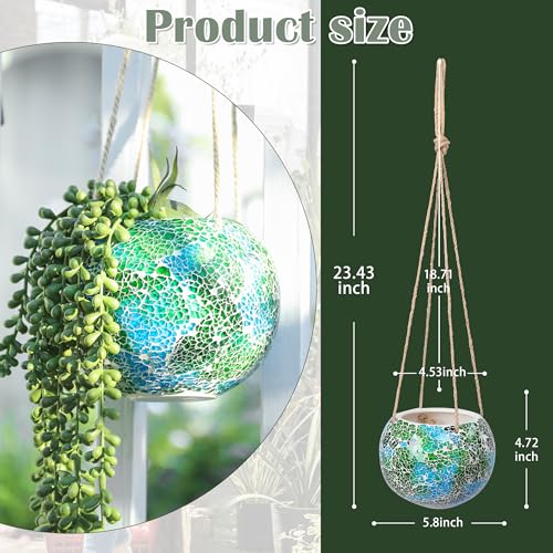Ceramic Hanging Planter, Green Small Flower Plant Pot Indoor Decor - color: Green