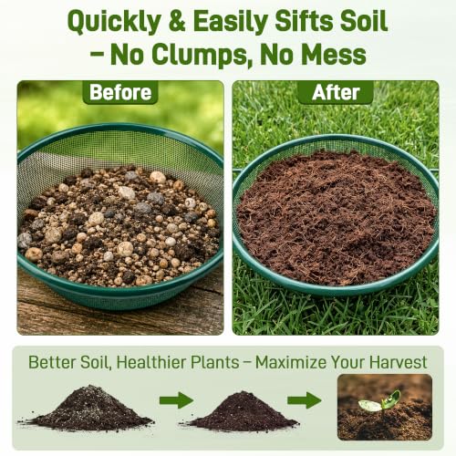Mulctun 4Pcs Soil Sifter with Handles,Heavy Duty Dirt Sifter for Gardening - color: Green, size: 4 Pcs (2,4,6,8mm grid)