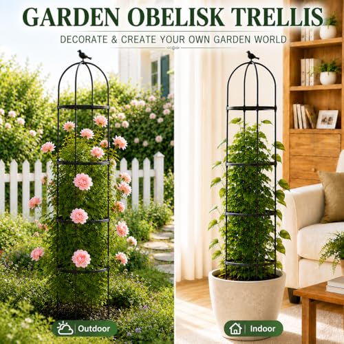 OTOSUNNY 6.3 ft Garden Obelisk Trellis for Climbing Plants Outdoor, 1PCS - size: 1 pack 75.6 in