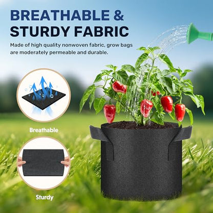 Simple Deluxe Grow Bags 5 Gallon 10 Pack Planter Pots with Handles, Thickened Nonwoven Fabric Aeration Cloth Bag, Heavy Duty Gardening for Tomoato, Potato, Vegetable, Herbs and Flowers, Black - color: 10 Pack, size: 5 Gallon 2025Version